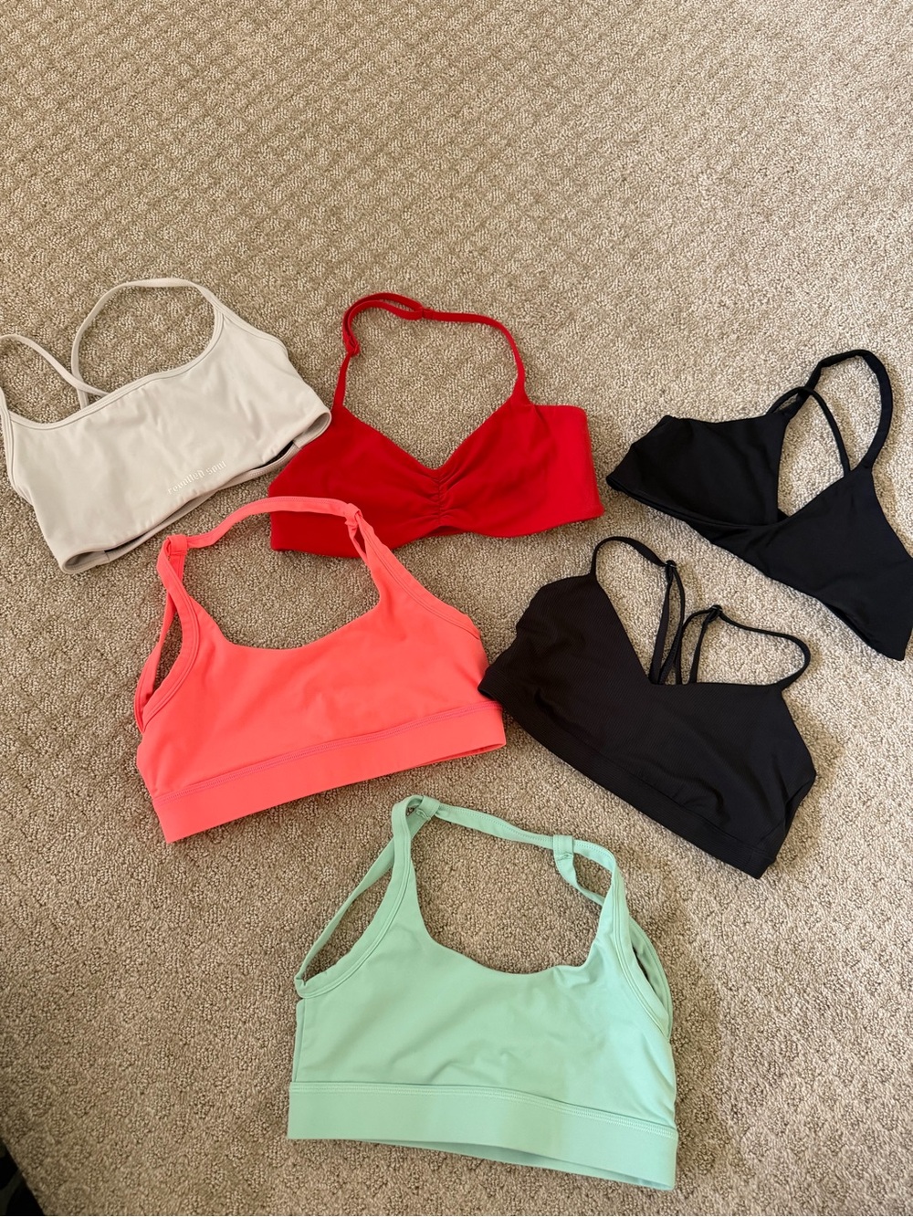 Bundle CLOSET SALE Women’s Seamless Sports Bras - Coral, Mint, Red, Black, Cream
